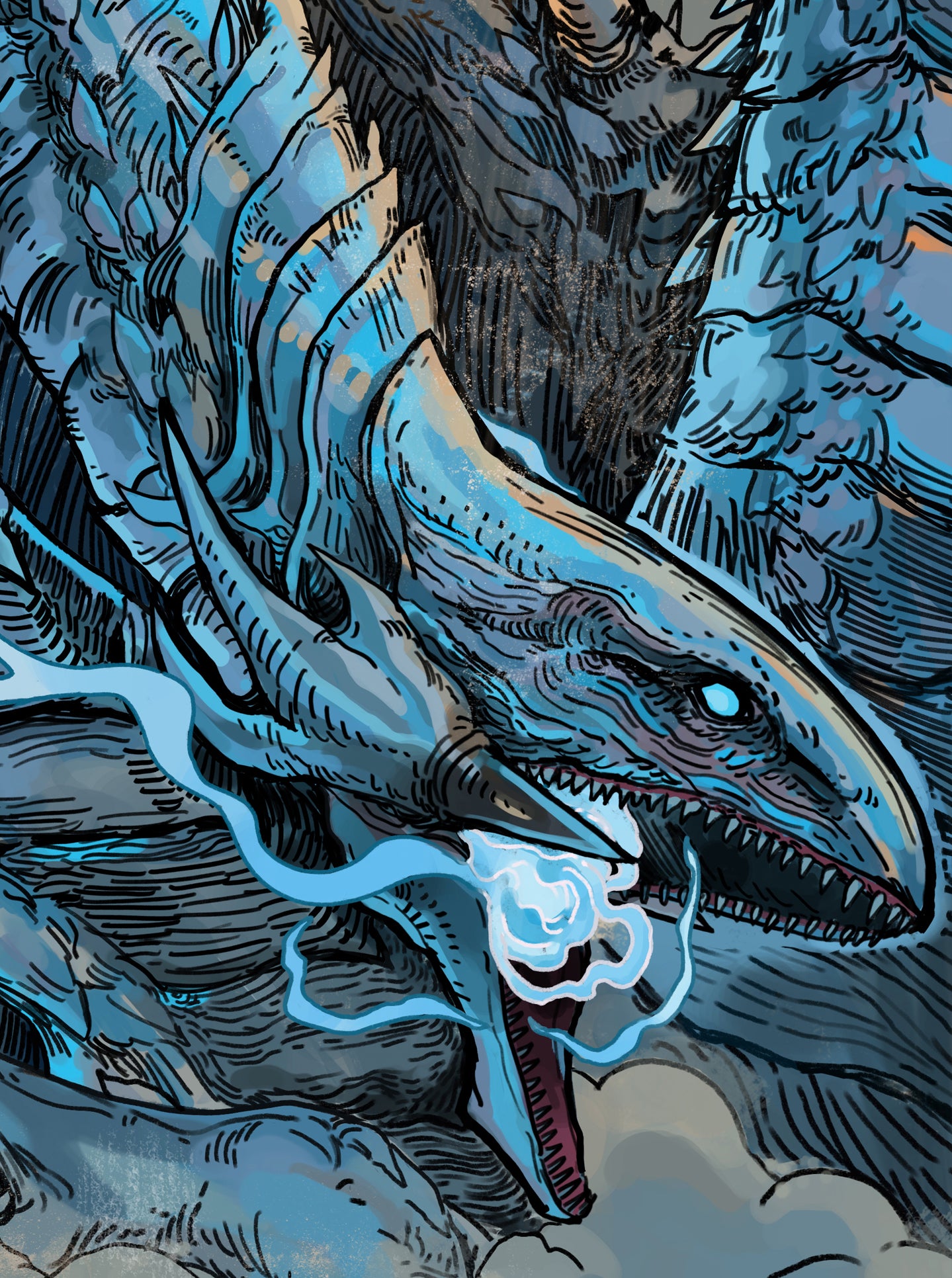 "3 HEADED MONSTER" Print