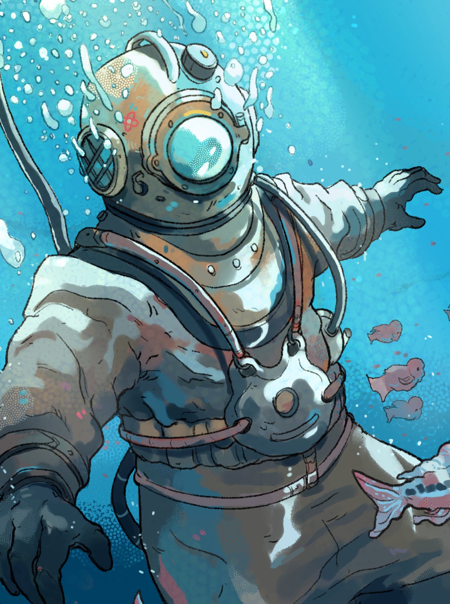"FLOWERHORN DIVERS" Print