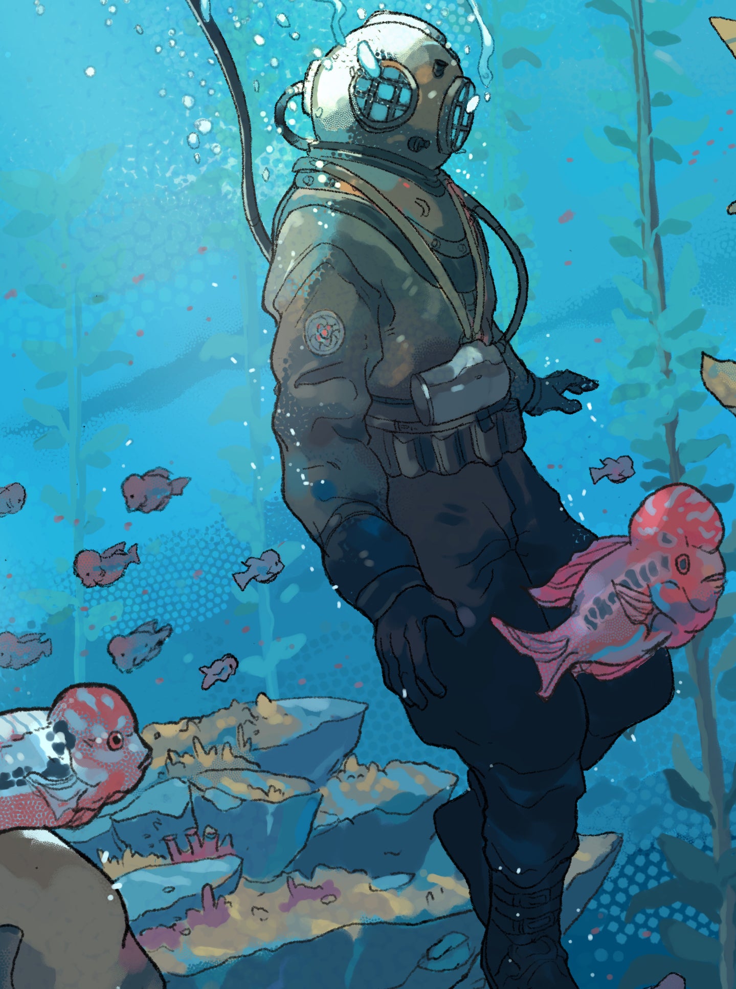"FLOWERHORN DIVERS" Print