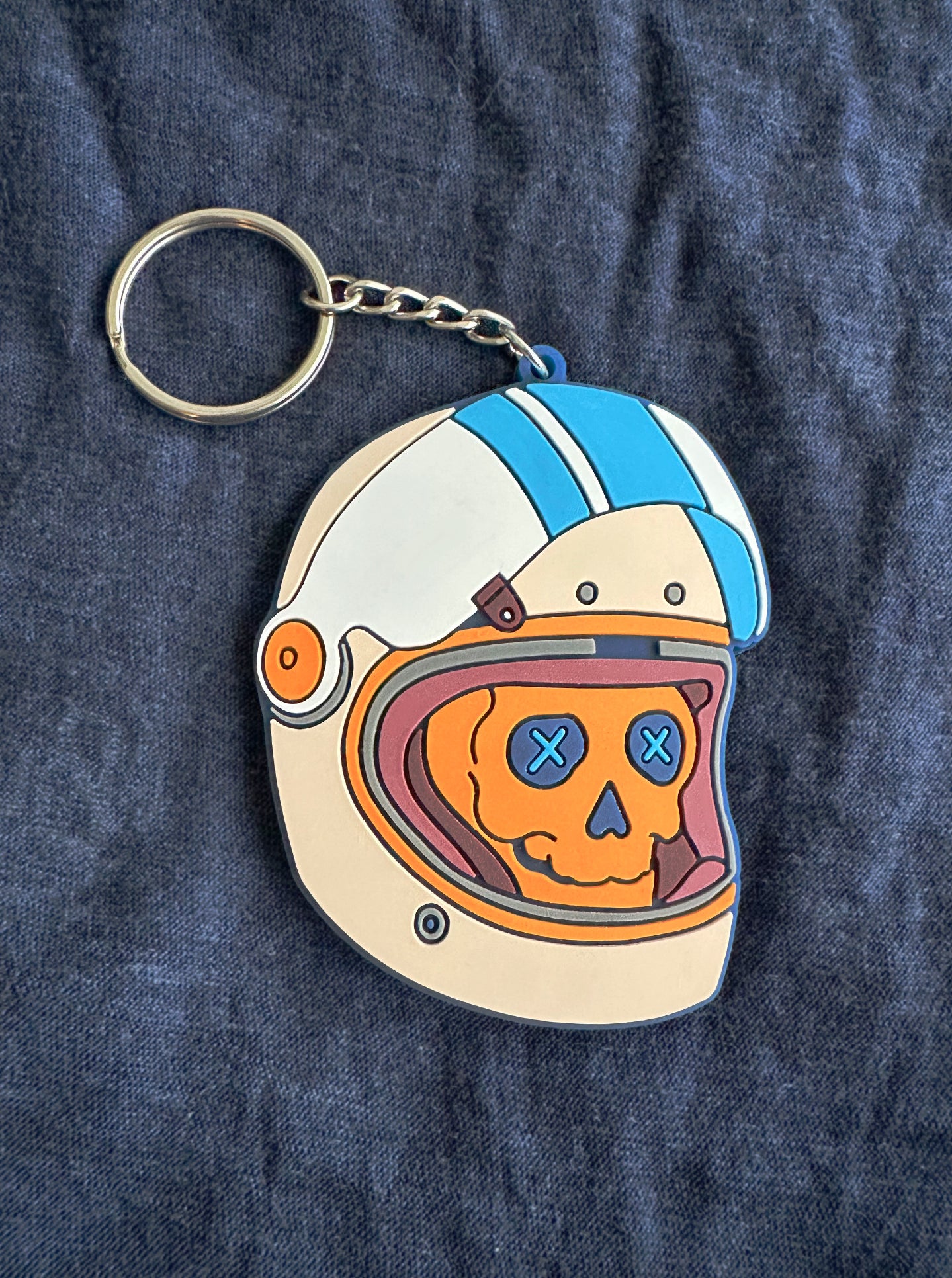 HELMET SKULL Rubber Keychain