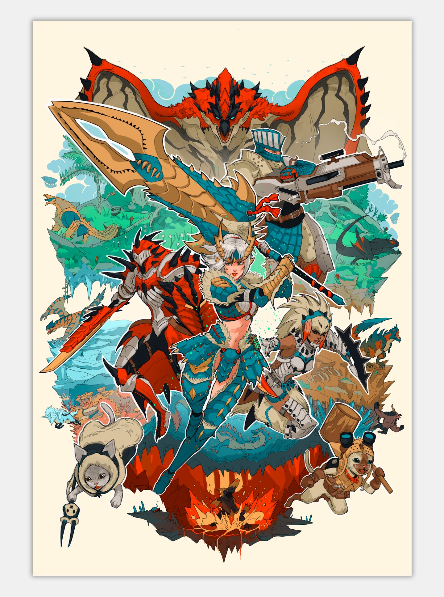 "WORLD OF MONSTER HUNTERS" Print