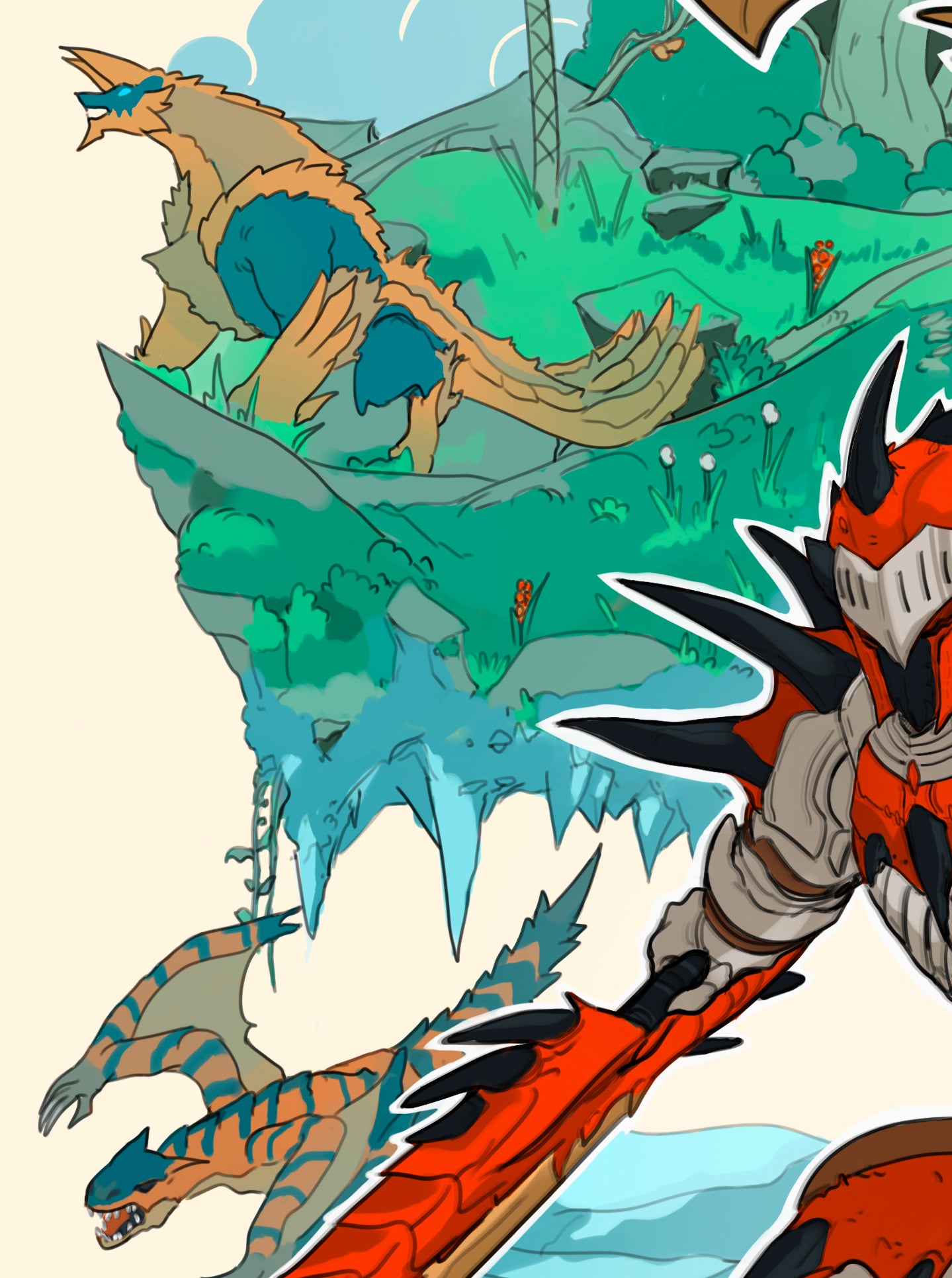 "WORLD OF MONSTER HUNTERS" Print