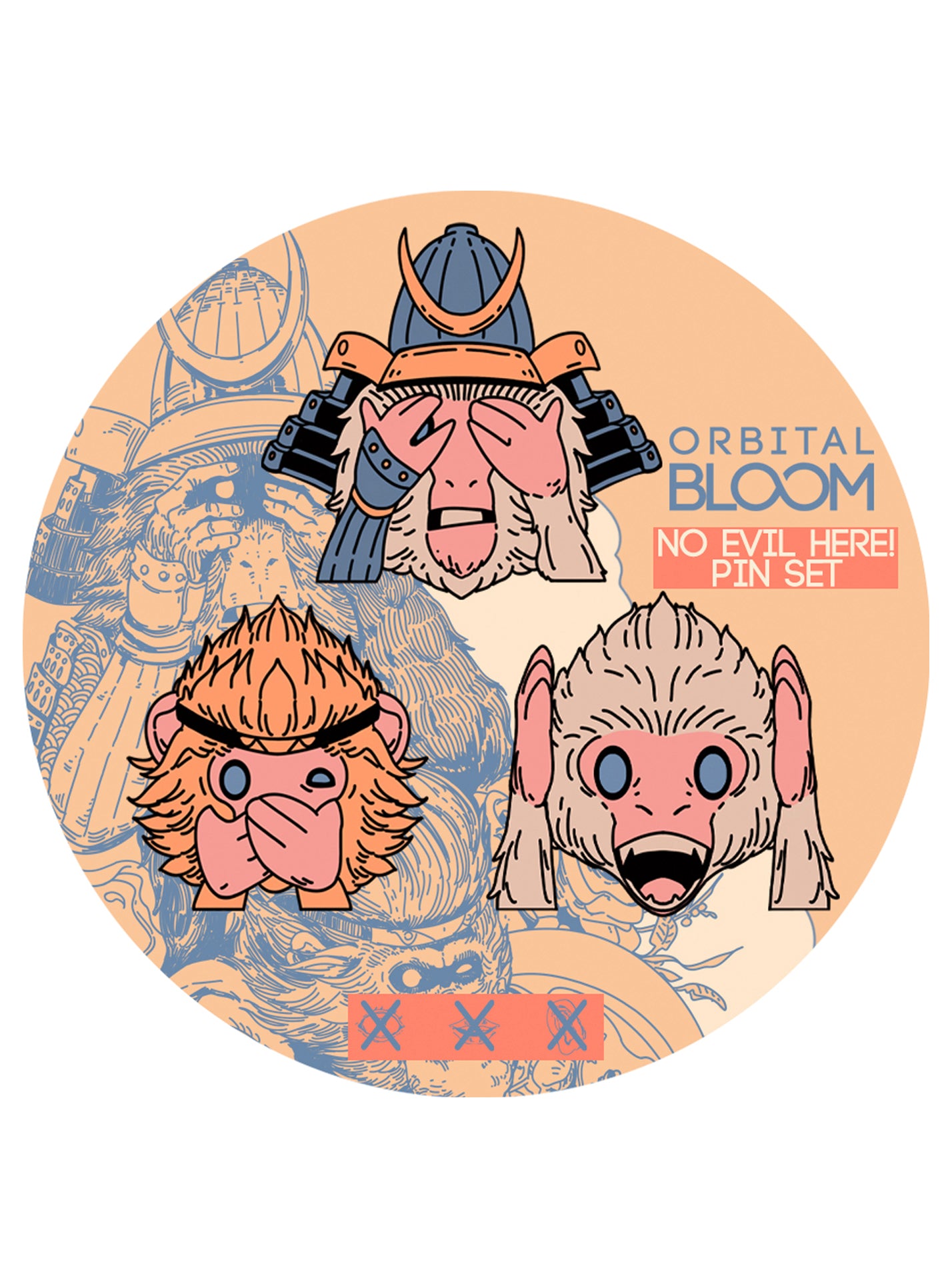 "No Evil Here!" Monkeys Pin Set